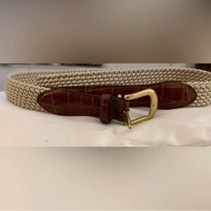 Brighton Men's beige with brown Croc Trim Brass
Buckle belt (New)